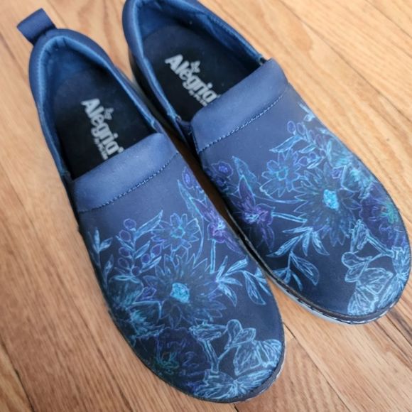 Alegria by PG Lite Alcehmie Slip-On Sneaker Blue Bouquet Fabric Size 39 - Picture 8 of 8
